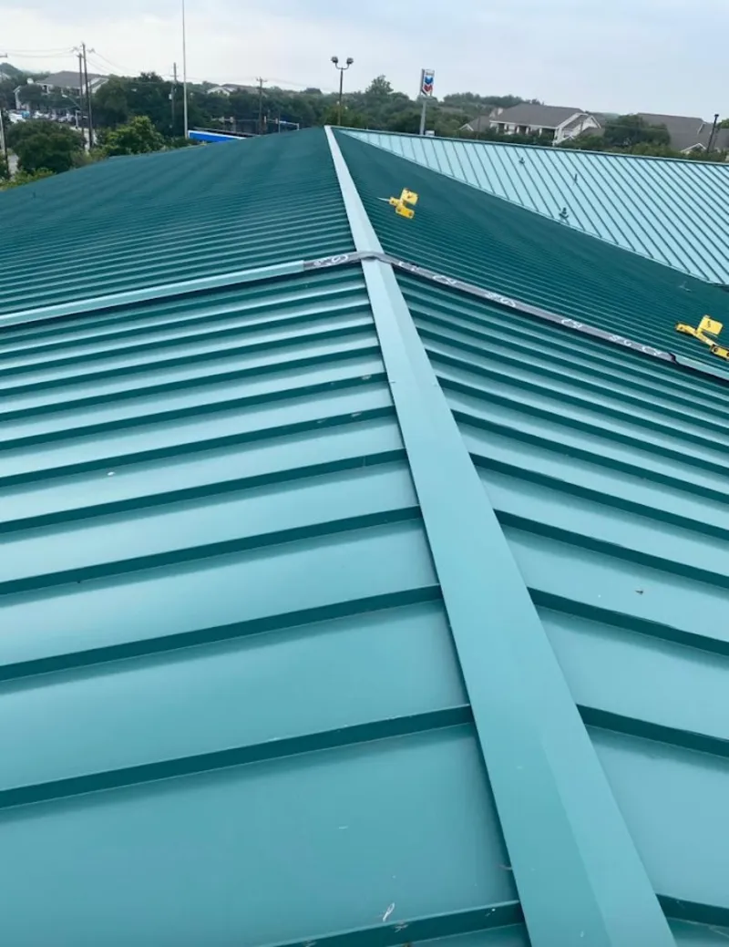 Green commercial metal roof ridge and valley for Metal Roof Repair in Diamondhead